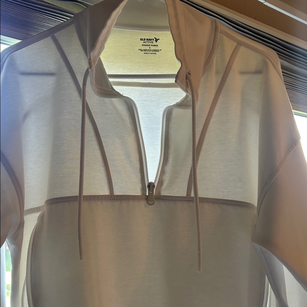 Old Navy Active White Sheer Half-Zip Hoodie